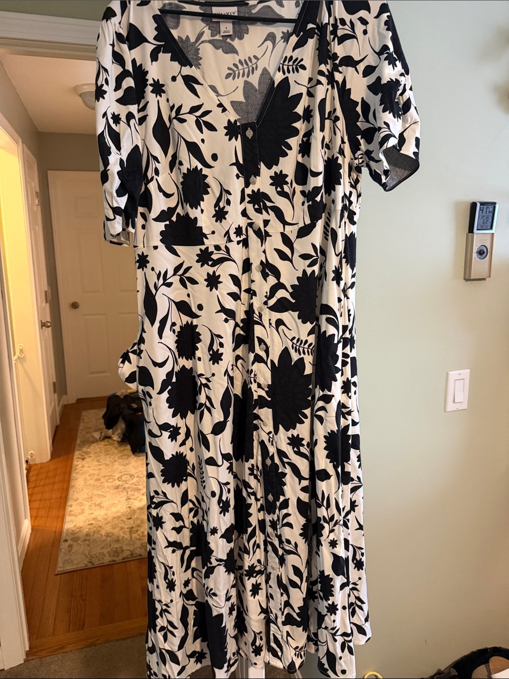 Avia Black and White Floral Midi Dress